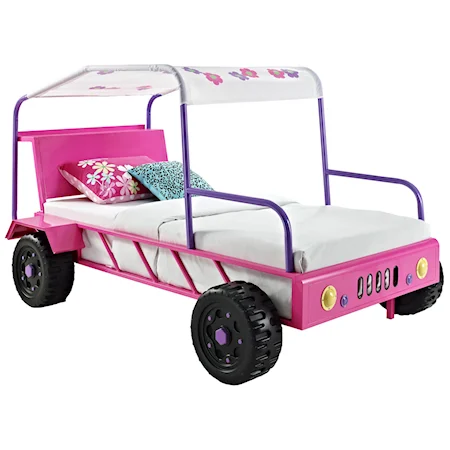Pink & Purple Jeep Bed Canopy Bed with Wheels